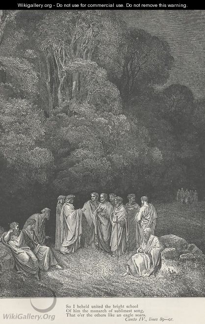 So I beheld united the bright school (Canto IV., line 89) - Gustave Dore