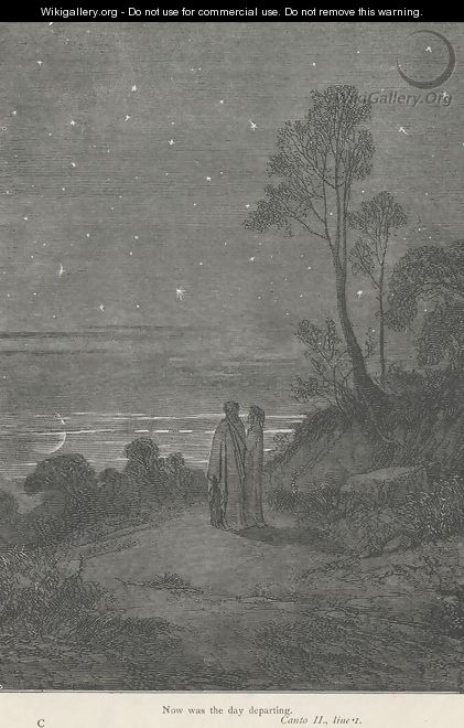 Now was the day departing, and the air, (Canto II., line 1) - Gustave Dore