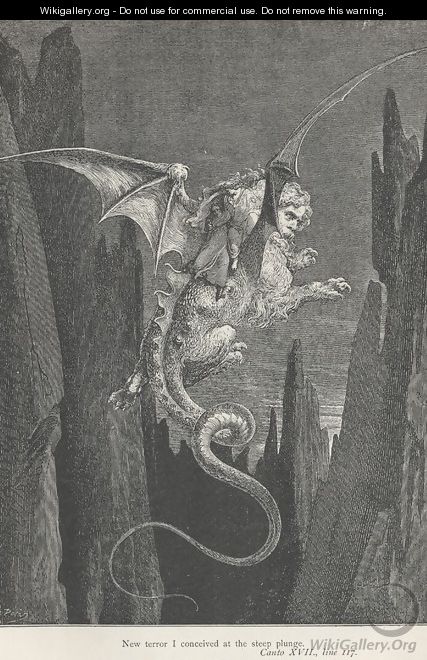 New terror I conceived at the steep plunge. (Canto XVII., line 117) - Gustave Dore
