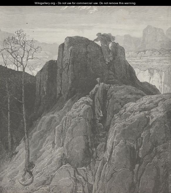 We through the broken rock ascended, (Canto IV., line 33) - Gustave Dore