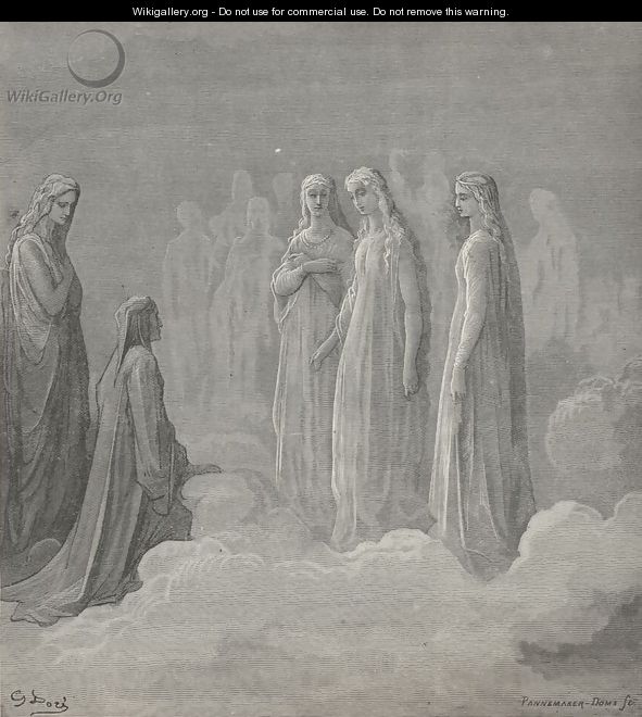 That on white forehead set a pearl as strong (Canto III., line 14) - Gustave Dore