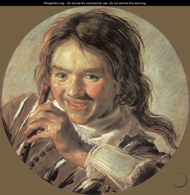 Boy holding a Flute (Hearing) - Frans Hals