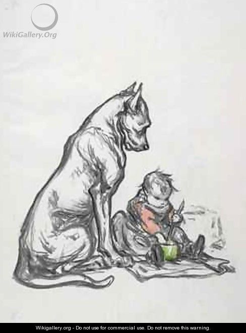 Dog and child - Robert (Ernest) Noir