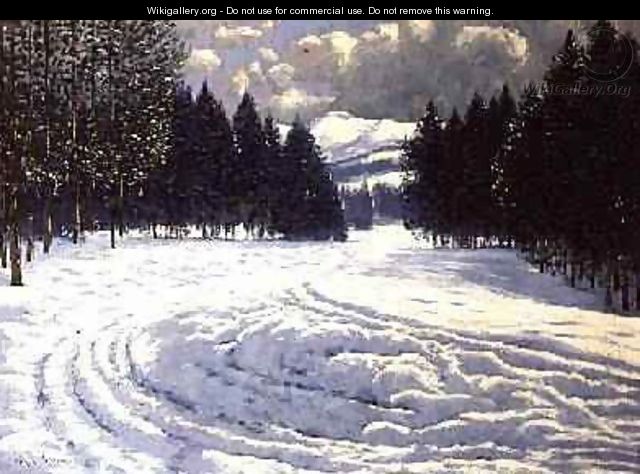 Sleigh Tracks in a Snowy Clearing - Victor Olgyai