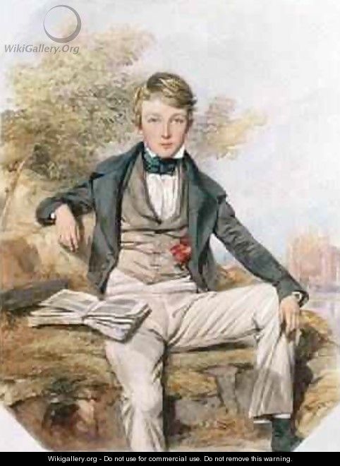 Portrait of Benjamin Gibbons Seated with a View of Eton College Beyond 1838 - Octavius Oakley