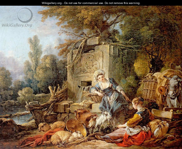 Resting at the fountain - François Boucher