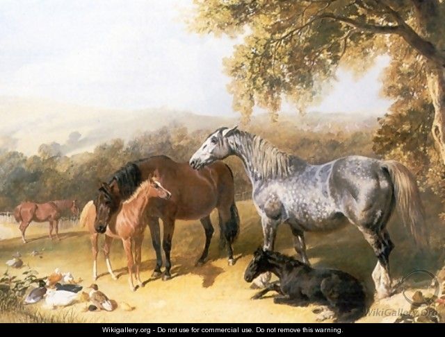 Mares and Foals in a Landscape - John Frederick Herring Snr