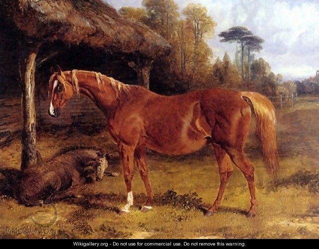 Mare And Foal By A Shed - John Frederick Herring Snr