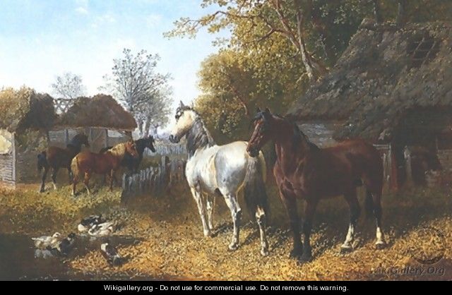 Horses and Ducks In Farmyard - John Frederick Herring Snr