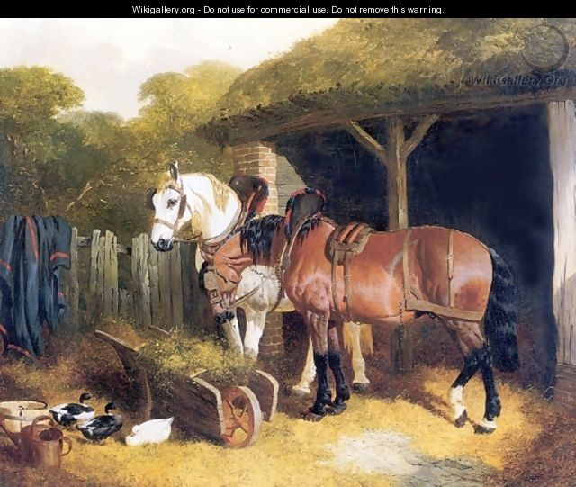 Two Harnessed Cart Horses 1853 - John Frederick Herring Snr