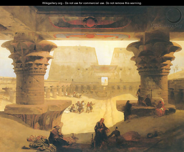 Dromos, or outer Court of the Great Temple at Edfou in Upper Egypt - David Roberts