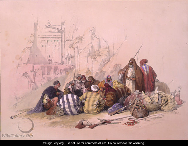 Conference of Arabs at Wady Moosa, Petra, March 6th 1839 - David Roberts