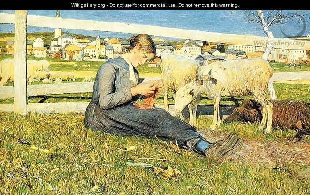 Knitting girl - Giovanni Segantini