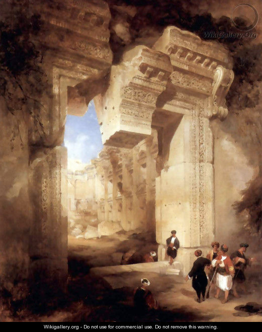 The entrance to the Golden Temple in Baalbek - David Roberts