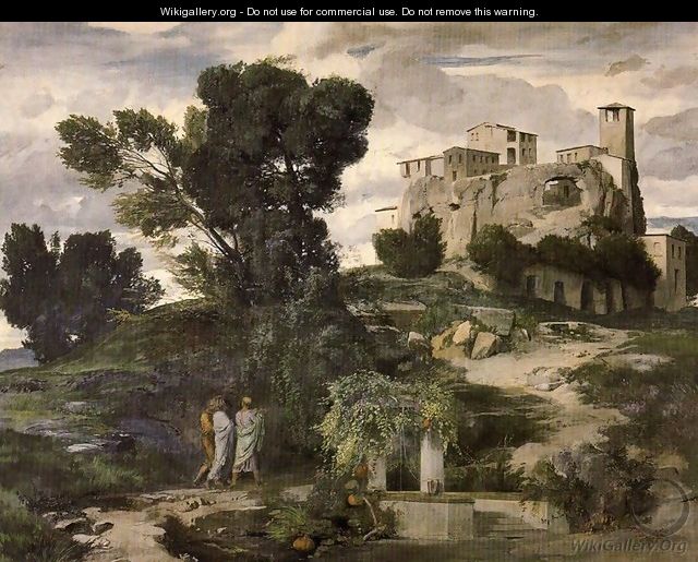 The Pilgrims of Emmaus (right panel) - Arnold Böcklin