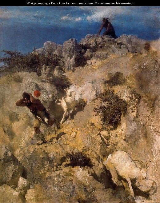 Pan frightening a shepherd - Arnold Böcklin