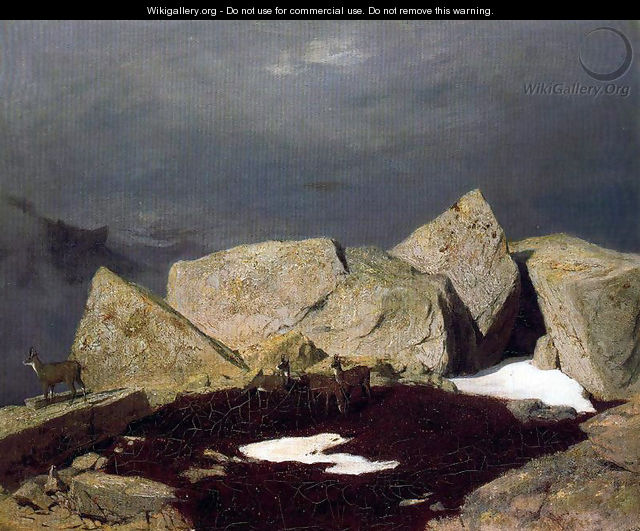 Mountain Landscape with chamois - Arnold Böcklin