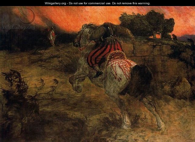 Astolphe fleeing with the head of Orrile - Arnold Böcklin
