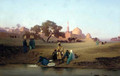 A village along the Nile near Cairo - Charles Théodore Frère