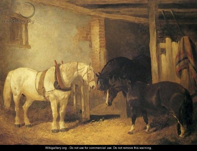 Horses In A Barn 1847 - John Frederick Herring, Jnr.