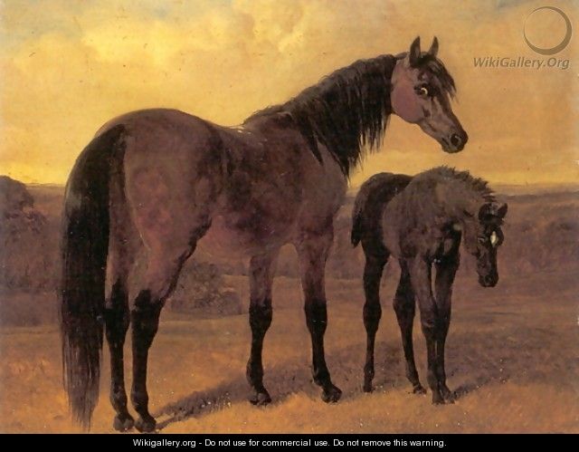 A Mare and Her Foal in a Landscape - John Frederick Herring Snr