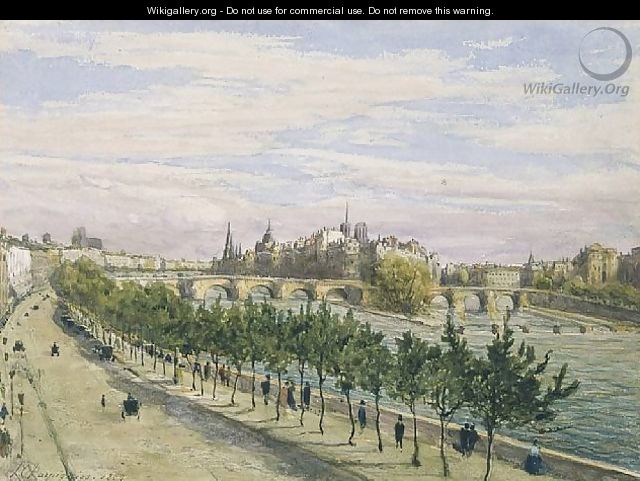 La Seine et l?Ile de la cité vue du quai du Louvre - Henri-Joseph Harpignies