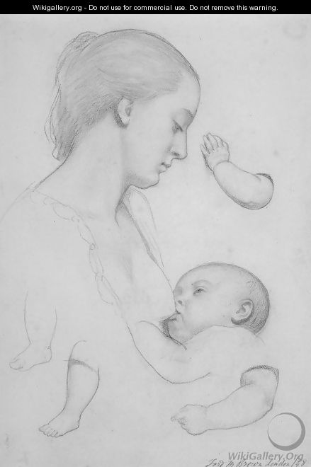 The Young Mother, sheet of studies - Ford Madox Brown