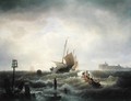 The Entrance to the Harbour at Hellevoetsluys - Andreas Achenbach