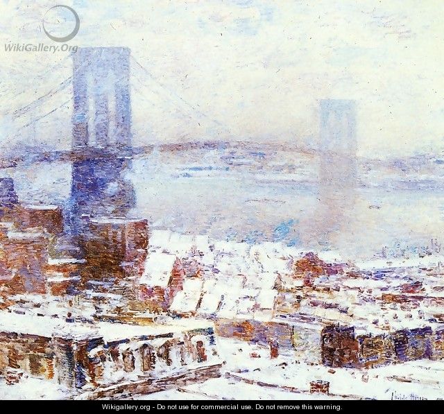 Brooklyn Bridge in Winter - Childe Hassam