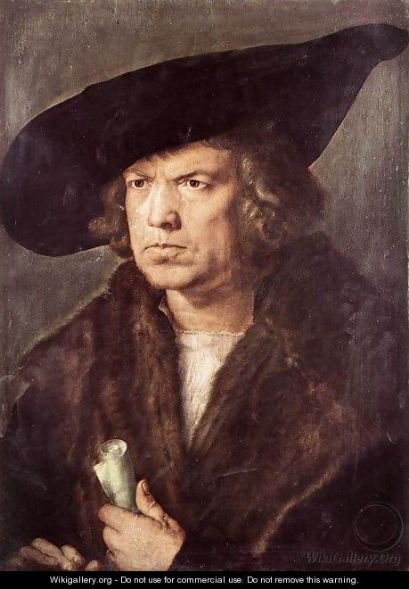 Portrait of a Man with Baret and Scroll - Albrecht Durer