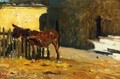 A donkey in the yard - Mariano José María Bernardo Fortuny y Carbó