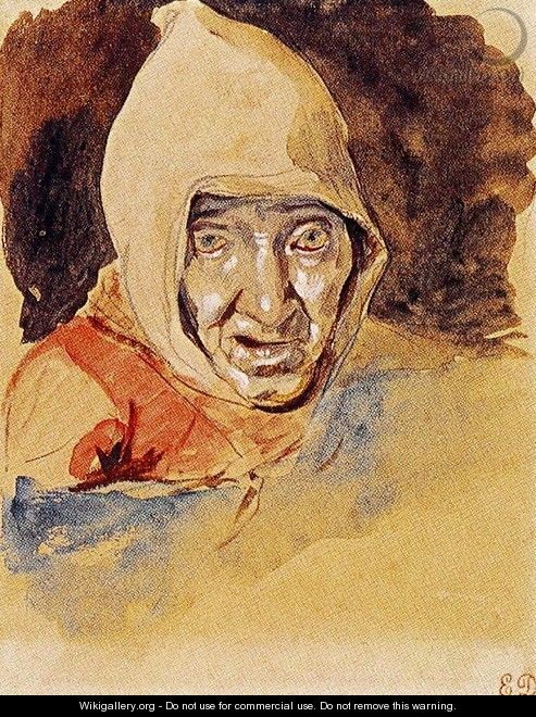 Head of an elderly woman - Eugene Delacroix