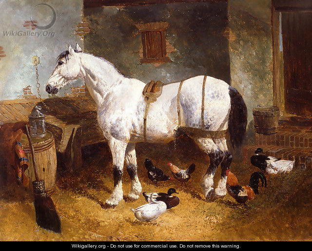Horse and Poultry in a Barn - John Frederick Herring, Jnr.
