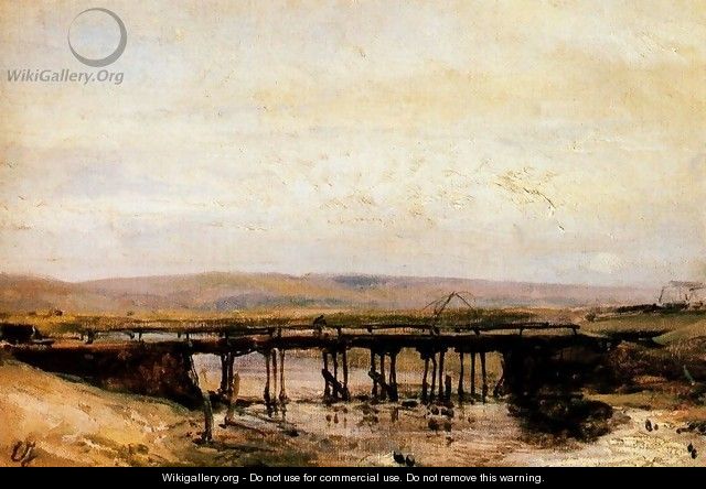 The wood bridge - Eugène Isabey