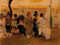 Ladies in a bank in the Paseo de la Concha. San Sebastian - Joaquin Sorolla y Bastida