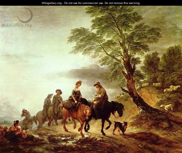 Open Landscape with Mounted Peasants - Thomas Gainsborough