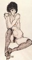 Sitting feminine act - Egon Schiele