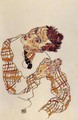 Self Portrait in Checkered Shirt - Egon Schiele