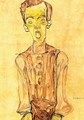 Portrait with an open mouth - Egon Schiele