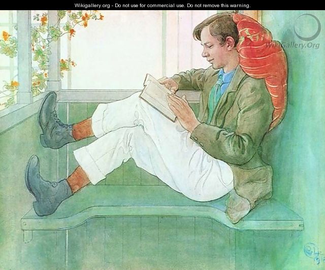 Esbjorn Reading On The Veranda - Carl Larsson