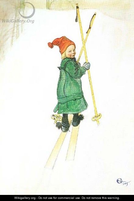 Esbjorn On Skis - Carl Larsson