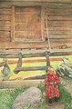 A Rattvik Girl by Wooden Storehouse - Carl Larsson