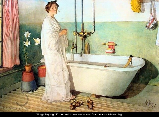 Lisbeth Prepares A Bath - Carl Larsson