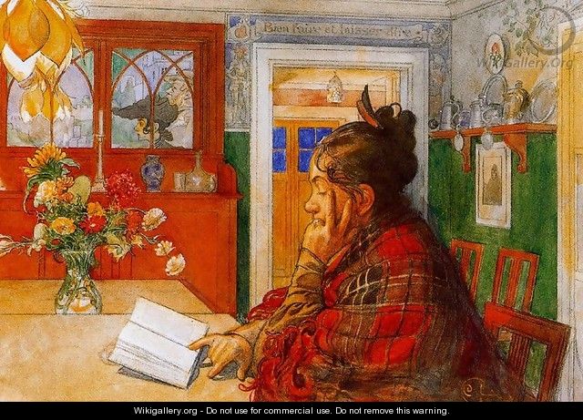 Karin reading - Carl Larsson