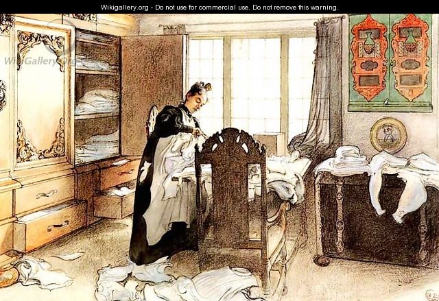 Karin By The Linen Cupboard - Carl Larsson