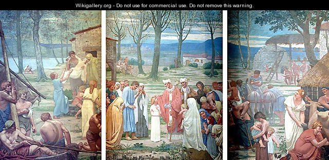 The meeting in Saint Germain Auxerre and St. Genevieve - Pierre-Cecile Puvis de Chavannes