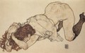 Kneeling girl, on both elbows supported - Egon Schiele