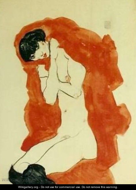 Girl with Red Blanket - Egon Schiele