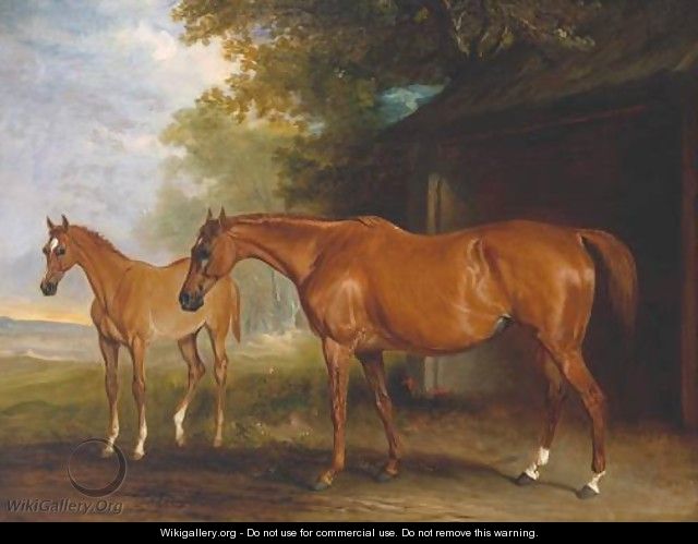 Defiance, a Brood Mare, with Reveller, a Foal - John Ferneley, Snr.