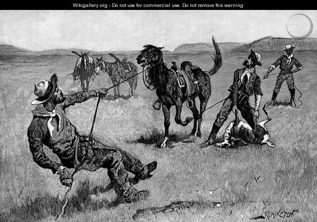 Teaching a Mustang Pony to Pack Dead Game - Frederic Remington